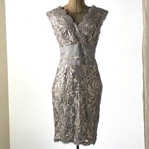 Tadashi Shoji gold sequined dress, small